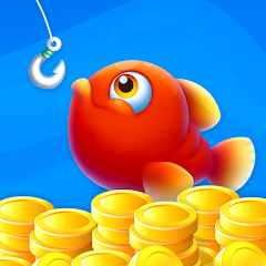 Bright orange fish and coins from Idle Fishing Tycoon